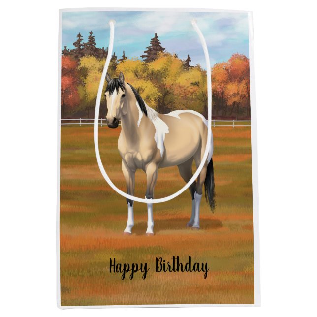 Buckskin Pinto Dun Paint Horse Staillion Medium Gift Bag (Front)