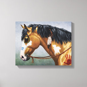 Buckskin Pinto Native American War Horse Canvas Print
