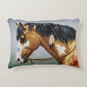 Buckskin Pinto Native American War Horse Decorative Pillow