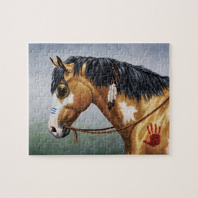 Buckskin Pinto Native American War Horse Jigsaw Puzzle (Horizontal)