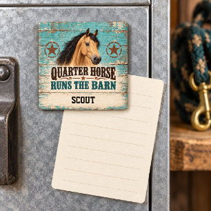 Buckskin Quarter Horse Runs the Barn Western Art Magnet