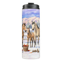 Buckskin Quarter Horses In Snow