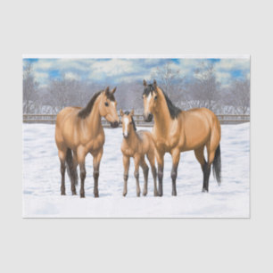 Buckskin Quarter Horses In Snow Tissue Paper