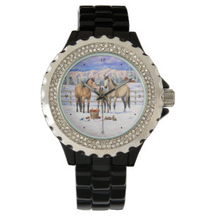 Buckskin Quarter Horses In Snow Watch