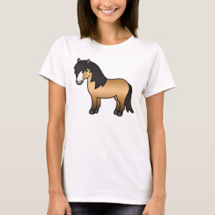 Buckskin Shetland Pony Cartoon Illustration Cute T-Shirt