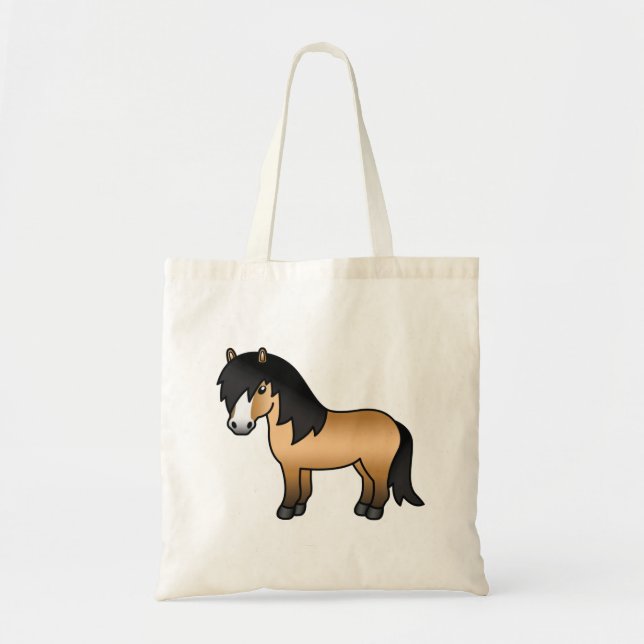 Buckskin Shetland Pony Cute Cartoon Illustration Tote Bag (Front)