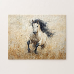 Buckskin Stallion Galloping Jigsaw Puzzle