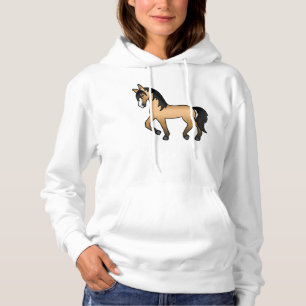 Buckskin Trotting Horse Cute Cartoon Illustration Hoodie