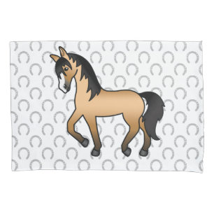 Buckskin Trotting Horse Cute Cartoon Illustration Pillowcase