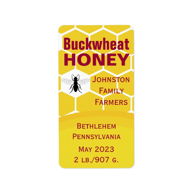 Buckwheat Honey Honeycomb Label (Front)