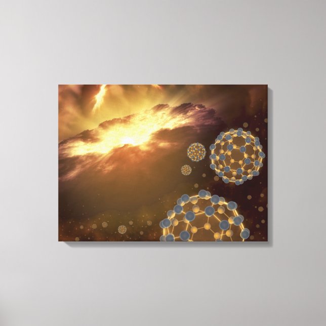Buckyballs floating in interstellar space canvas print (Front)