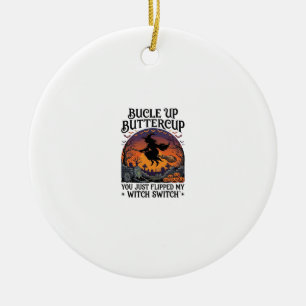 Bucle Up Buttercup Witch Switch Halloween Broom Pu Ceramic Ornament