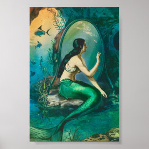 Buclid Vintage Mermaid in Mirror Print 