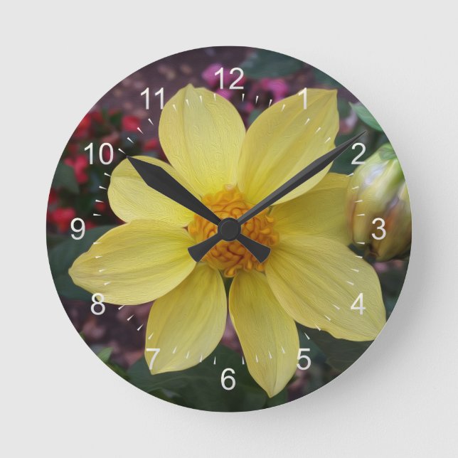 Bud and flower round clock (Front)