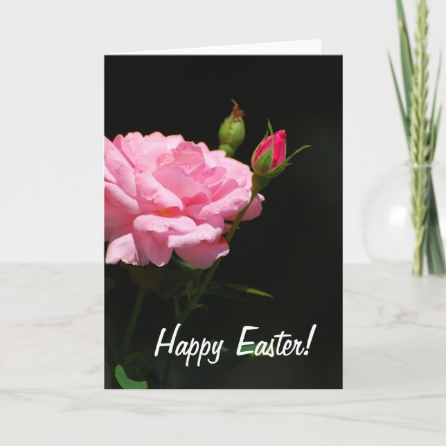 Bud of a rose, Happy Easter! Holiday Card (Front)
