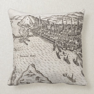 Buda and Pest Besieged by the Christians in 1602, Throw Pillow