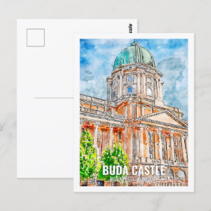 Buda Castle Budapest Travel Place Watercolor Postcard