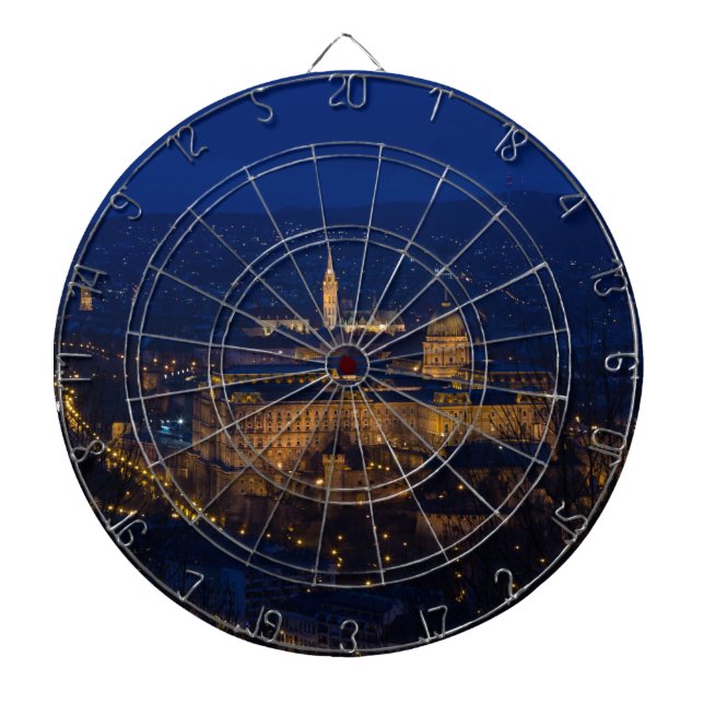 Buda Castle Hungary Budapest at night Dartboard (Front)