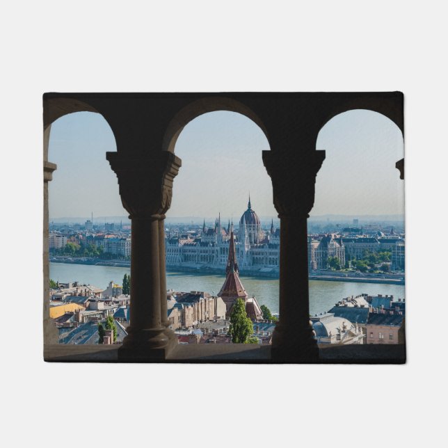 Budapest and hungarian parliament doormat (Front)