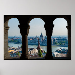 Budapest and hungarian parliament poster