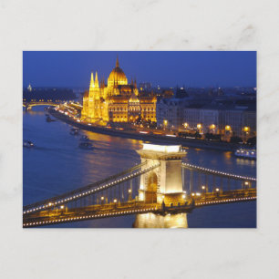 Budapest at night, Hungary Postcard