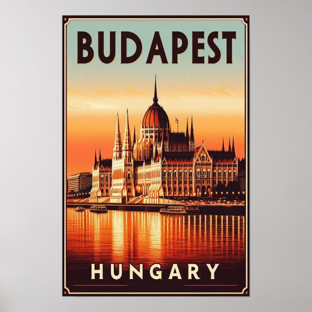 Budapest by Night – A Vintage Travel Poster (Front)