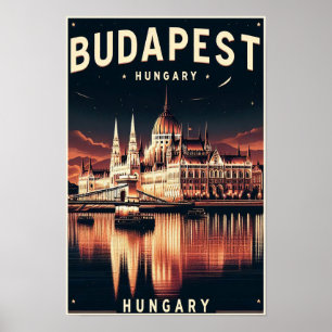 Budapest by Night - Une affiche Vintage voyage