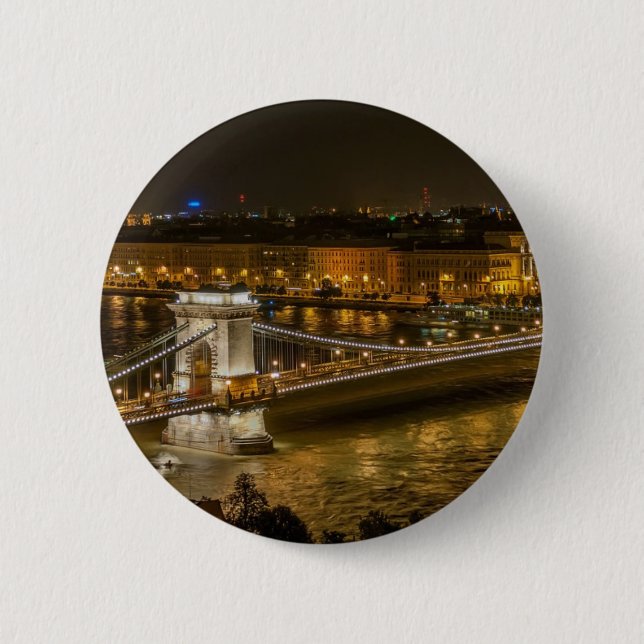Budapest Chain Bridge 2 Inch Round Button (Front)