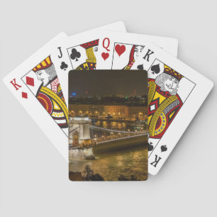 Budapest Chain Bridge at Night Playing Cards
