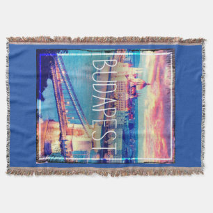 Budapest Chain Bridge, Vintage Throw Blanket