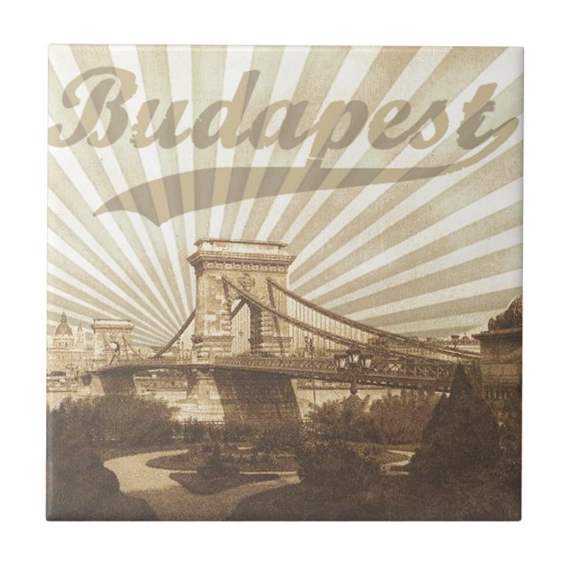 Budapest Chain Bridge Vintage Tile (Front)