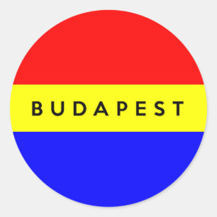 budapest city flag hungary symbol name text classic round sticker
