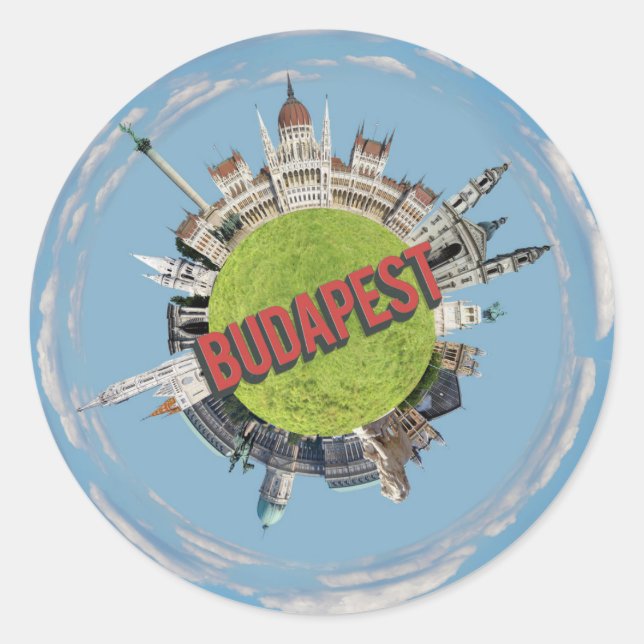 Budapest city hungary little tiny planet travel ar classic round sticker (Front)