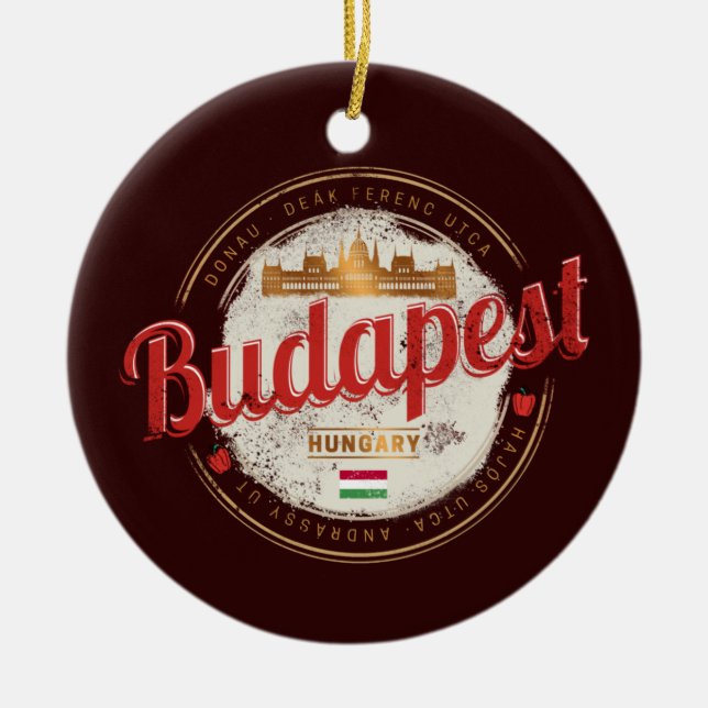 Budapest Design Hungary Vintage Parliament Ceramic Ornament (Front)