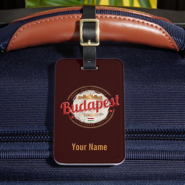 Budapest Design Hungary Vintage Parliament Luggage Tag (Front Insitu 2)