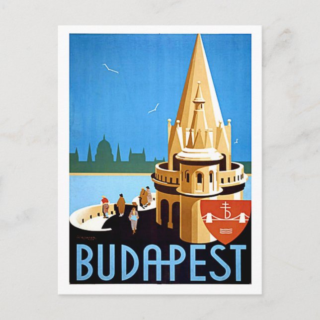 Budapest, fisherman's bastion, vintage travel postcard (Front)