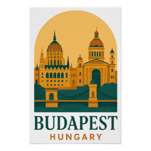 Budapest Hongrie Affiche de Voyage Vintage – Rétro