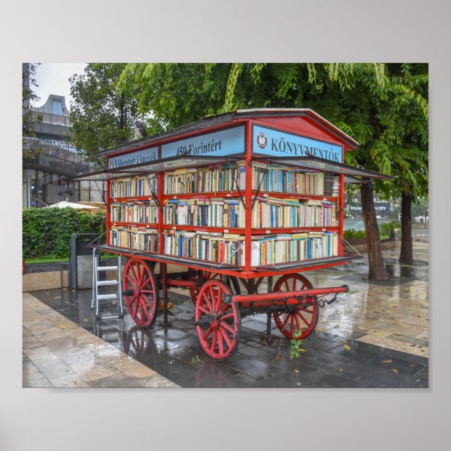 Budapest, Hungary, Book Cart Poster (Front)
