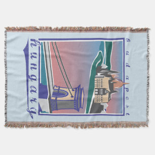 Budapest, Hungary, Chain Bridge, Vintage colours Throw Blanket