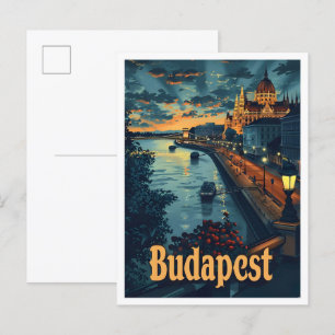Budapest Hungary Classic Art Retro Vintage Travel Postcard