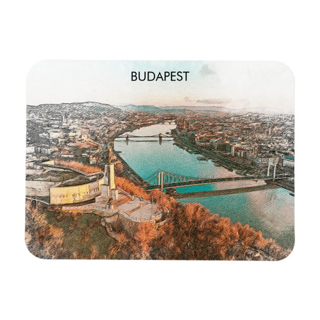 Budapest Hungary Danube Panorama View Magnet (Horizontal)