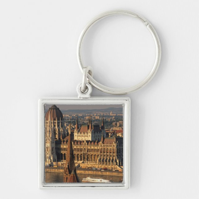 Budapest, Hungary, Danube River, Parliament Keychain (Front)