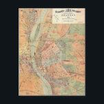 Budapest Hungary Map from 1884 Postcard<br><div class="desc">Budapest Hungary Map from 1884</div>