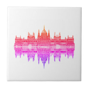 Budapest Hungary Parliament Architecture Sketch Tile