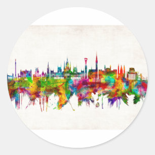 Budapest Hungary Skyline Classic Round Sticker