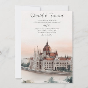 Budapest Hungary Skyline Wedding Invitation 