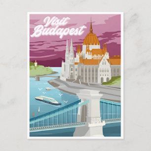 Budapest Hungary Travel Art Vintage retro souvenir Postcard