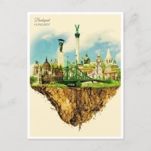Budapest Hungary Travel Art Vintage souvenir Postcard