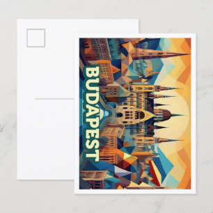 Budapest Hungary Travel artistic colourful Postcard