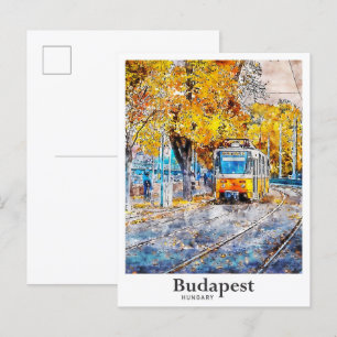 Budapest Hungary Travel Watercolor Hand Drawn Postcard